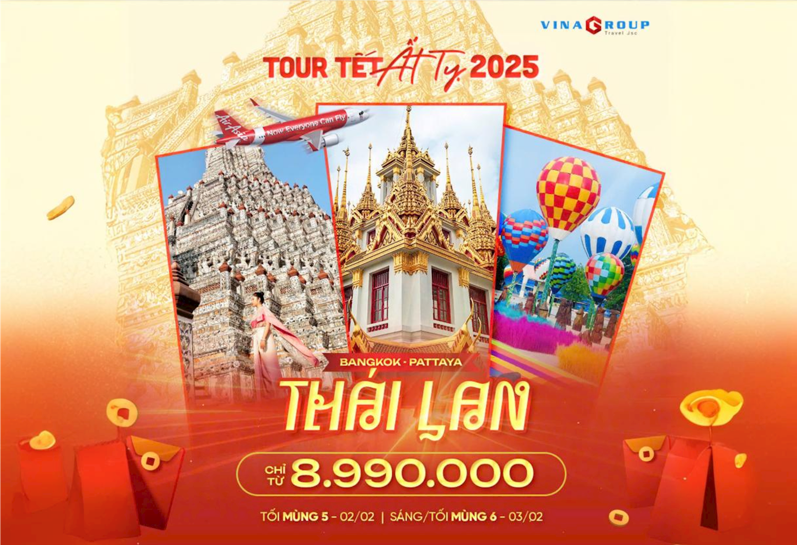 [Tết 2025] (Mùng 6) Tour Thái Lan - Bangkok - Pattaya